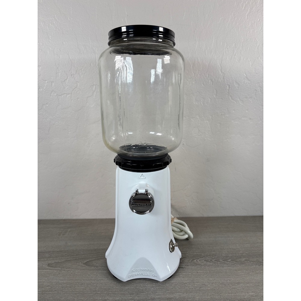 KitchenAid Burr Coffee Grinder White KCG200WH Glass Hopper Electric Mill